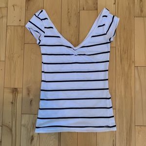 Off-shoulder Striped T-Shirt